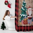 thumbnail image 5 of Christmas Bathroom Shower Curtain Retro Santa Claus Xmas Tree Gifts Red Plaid Wood Grain Waterproof Washable Shower Curtains for Bathtub Bath Decor with Grommets and Hook 36 X 72 Inch, 5 of 8
