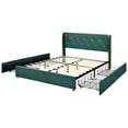 thumbnail image 2 of Gymax Queen Upholstered Bed Frame with 4 Storage Drawers Headboard Green, 2 of 9