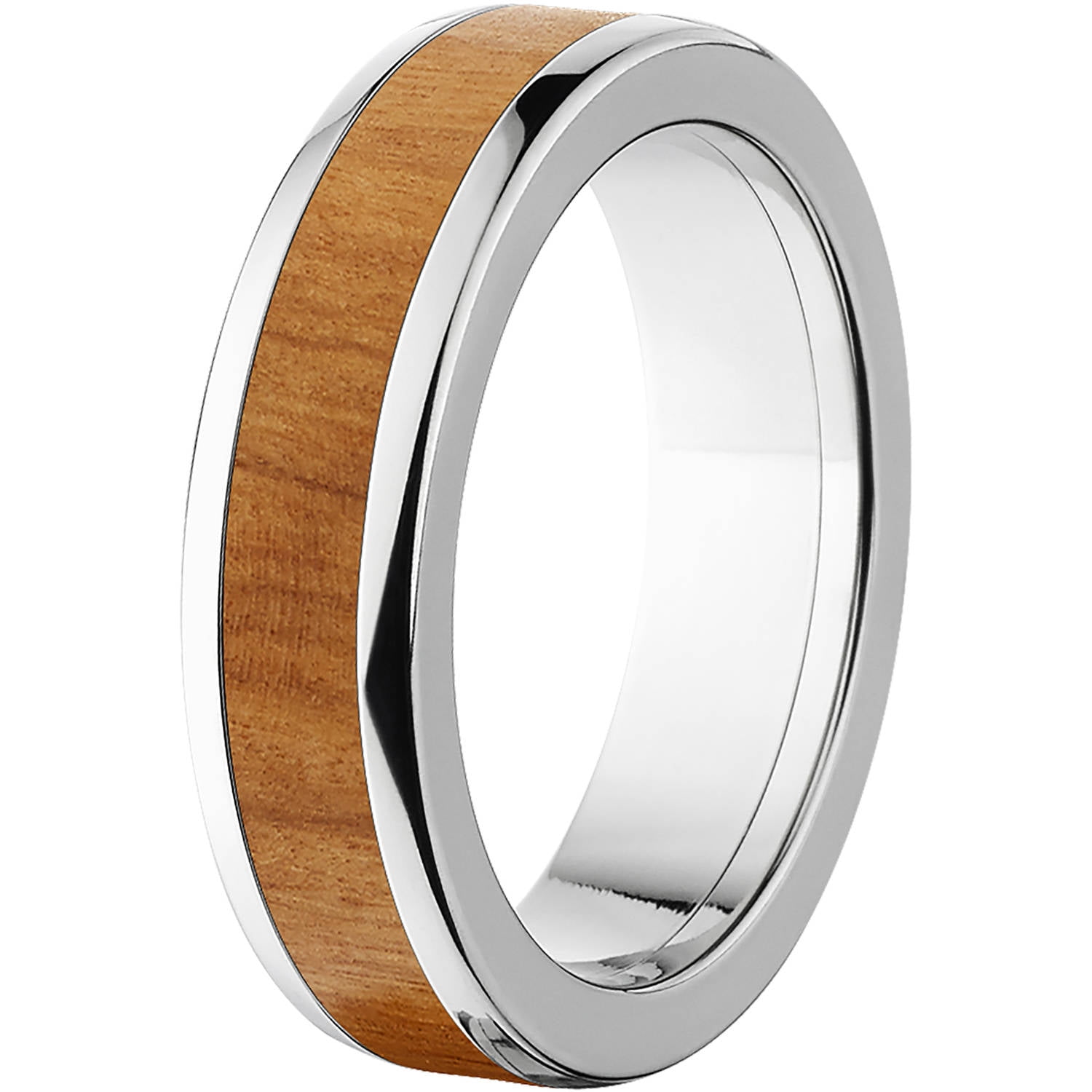 Men's 6mm Olive Wood Exotic Wood Stainless Steel Band