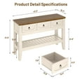 thumbnail image 2 of 47" Console Table with Drawers, Farmhouse Rustic Entryway Table with Bottom Shelf and Solid Wood Legs for Entryway, Living Room, Entrance, Foyer - Easy Assembly, Beige & Brown, 2 of 8