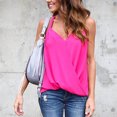 thumbnail image 3 of Camiseta sin mangas con cuello en V para mujer, camiseta holgada informal de verano con tirantes y cuello en V, camisa de gasa cruzada, 3 of 6