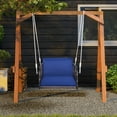 thumbnail image 2 of Gymax Patio Rattan Porch Swing Single Person Hanging Seat w/ Seat & Back Cushions Backyard, 2 of 10