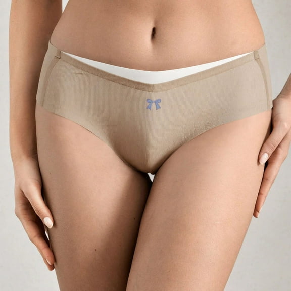 HOMBOM Bamboo Cool Underwear for Women Brown Seamless Stretch Briefs Mid Waist Ladies Panties No-Show L