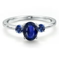 thumbnail image 3 of Gem Stone King 14K White Gold Blue Sapphire and Blue Created Sapphire Engagement Ring for Women | 0.85 Cttw | Oval 7X5MM | Gemstone September Birthstone | Size 6, 3 of 6