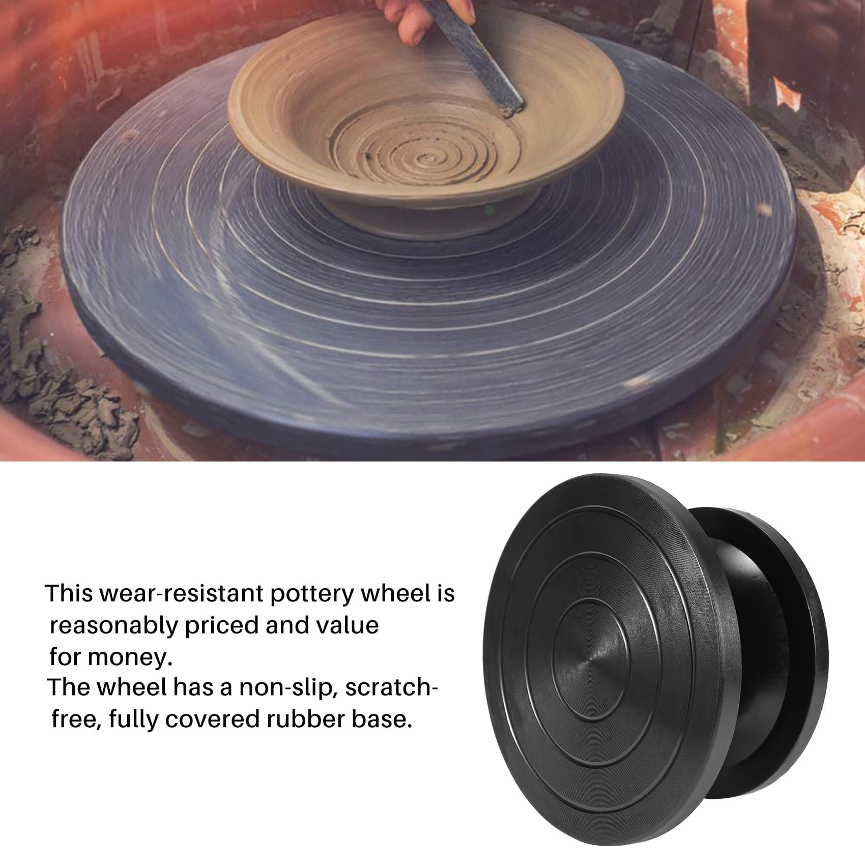 Wheel Turntable Turntable Clay Sculpture Modeling Pottery Multi-Function Manual Turntable Turntable Carving Table Pottery Wheel Black