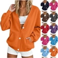 thumbnail image 7 of lcziwo Womens Button Up Sweatshirt Athletic V Neck Jackets with Pockets Oversized Drop Shoulder Winter Sweatshirts 2026 Coffee,M, 7 of 7