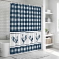 thumbnail image 6 of Farmhouse Blue Plaid Shower Curtain, Waterproof Shower Curtains for Bathroom, Vintage Country Cock Checkered Washable Fabric Bathtub Curtain Set Bath Decor with 12 Hooks Extra Long 72"x96", 6 of 8