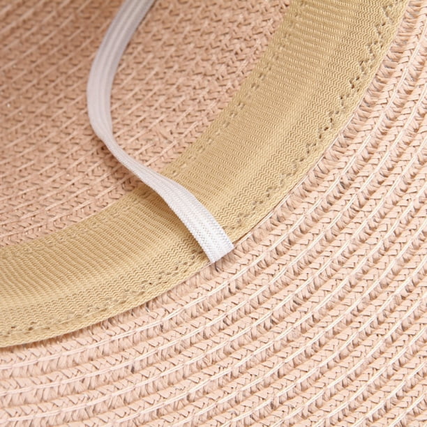 Nobrand Straw Hat Fashion Foldable Wide Brim Bow Beach Sun Hat Fisherman Hat For Women Pink