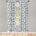 thumbnail image 2 of Ambesonne Blue Curtains, Cartoonish Flowers Drawings, Pair of 28"x95", Turquoise Hot Pink Green, 2 of 4
