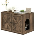 thumbnail image 7 of 31.5" x 19.3" x 19.7" Farmhouse Design Decorative Litter Box Enclosed, Engineered Wood Cat Litter Box Furniture Hidden, Hidden Litterbox Enclosed for Living Room, Bedroom, Brown, 7 of 7
