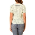 thumbnail image 3 of Allegra K Women's Floral Lace Trim Peter Pan Collar Blouse Tops, 3 of 6