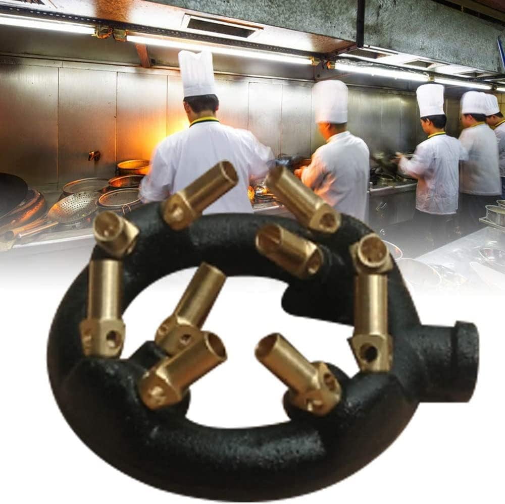 10 Tips Natural Gas Jet Burner, Cast Iron Body Round Nozzle Jet Burner for Chinese Wok Range, Grilling, Stir Fry, Up 80,000 BTU/HR, 3/8" G Pipe Inlet