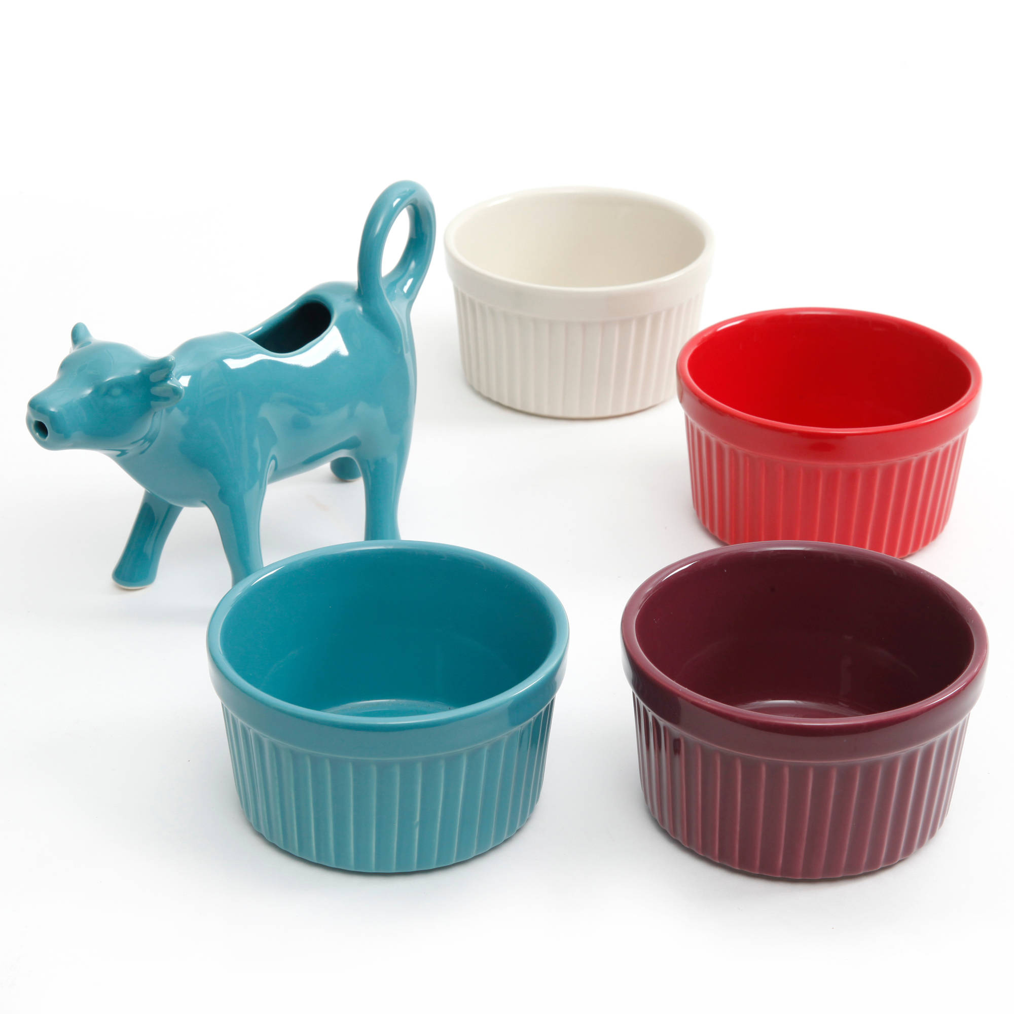 The Pioneer Woman Flea Market 5-Piece Serving Set, 4 Ramekins in Assorted Colors and Cow Creamer - image 2 of 3