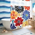 thumbnail image 5 of No Hook Shower Curtain, Ethnic Spring Floral Shower Curtains for Bathroom with See Through Top Window, Summer Colorful Botanical Waterproof & Washable Bath Curtain Extra Long 72"x96", 5 of 9