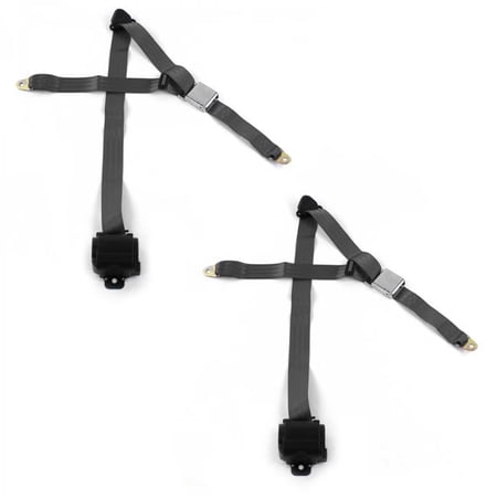 SafeTBoy Airplane 3 Point Charcoal Retractable Bucket Seat Belt Kit with 2 Belts for 1974-1978 Ford Mustang