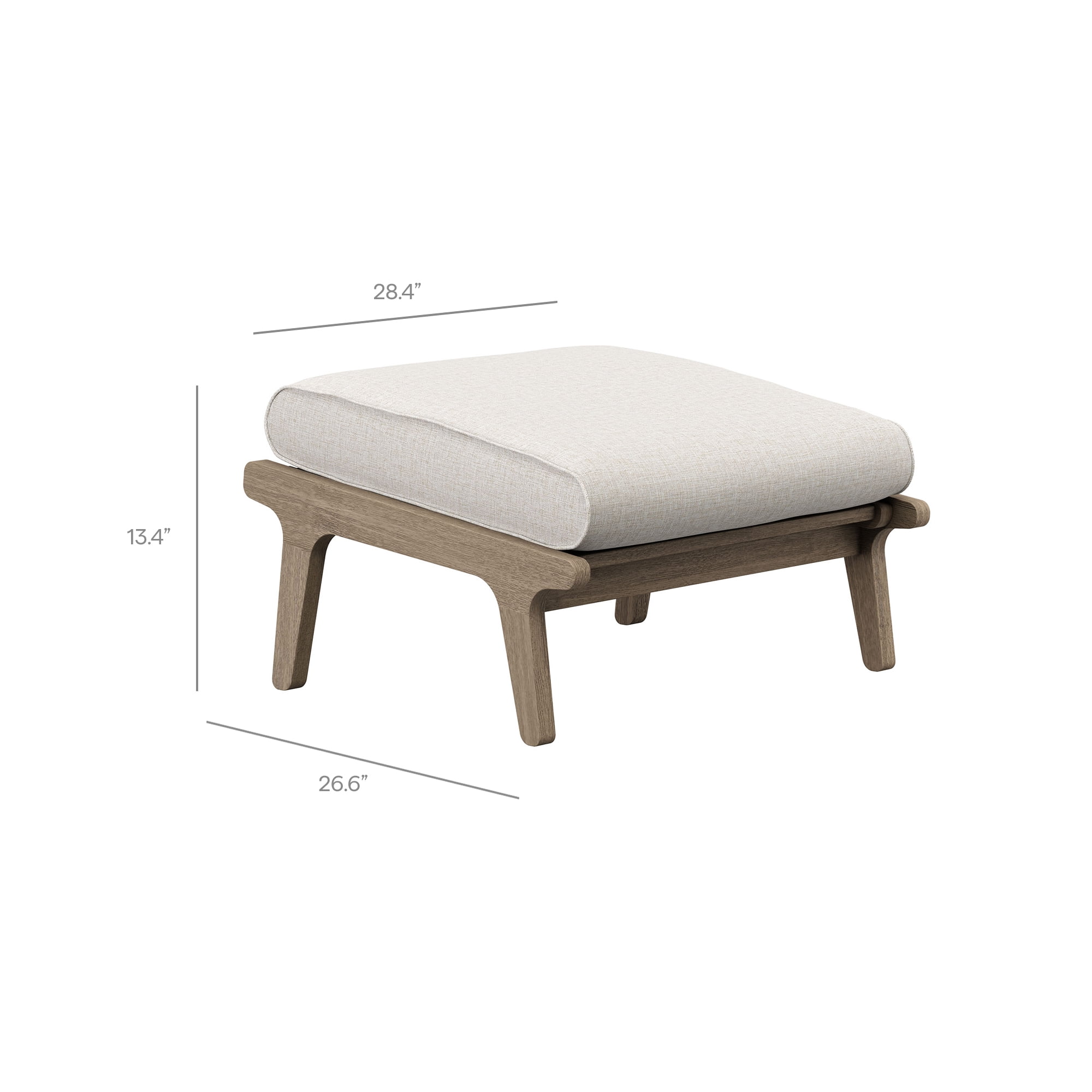 Saratoga Outdoor Teak Wood Chair and Ottoman Set in Weathered Gray Pebble