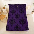 thumbnail image 5 of Homewish Bohemian Skull Damask Bed Sheets,Halloween Full Size Sheets,Purple Black,4 Pieces,1 Flat Sheet, 1 Fitted Sheet and 2 Pillowcases, 5 of 6