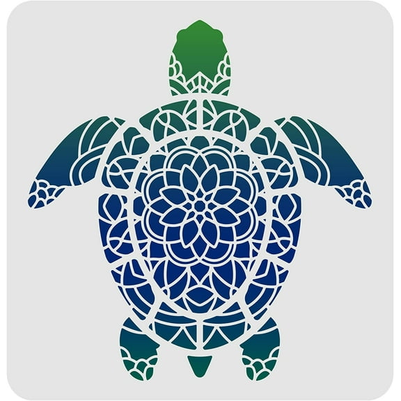 Tortoise Drawing Painting Stencils Templates 11.8x11.8 inch Plastic Stencils Decoration Square Reusable Stencils for Painting on Wood Floor Wall and Fabric