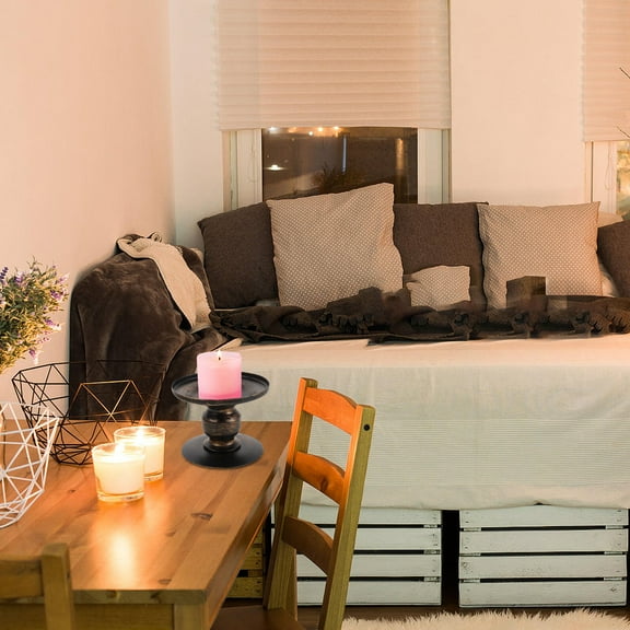 TABLZONE 2Pcs Rustic Candle Pillar Holder Golden Iron for Bedroom Indoor Decor