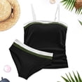 thumbnail image 4 of IYYVV Bandeau Tankini Swimsuits For Women - Two Piece Ruched Tummy Control Bathing Suit Strapless Modest Swimwear With Bottoms Black XL, 4 of 6