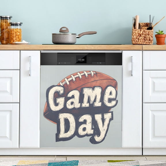 Yayeee Magnetic Dishwasher Cover for The Front Decoration Home Kitchen Machine Sticker Protector, Gray Game Day