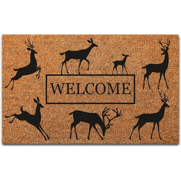 Funny Doormat Indoor Outdoor Entrance Front Door Mat Deer Doormat Rubber Backing Non Slip Entryway Rug 18x30 Inch