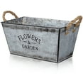 thumbnail image 1 of Macetero de hierro vintage, maceta de hierro rústico, cubo para arreglos florales con asas para jardín interior, 1 of 6