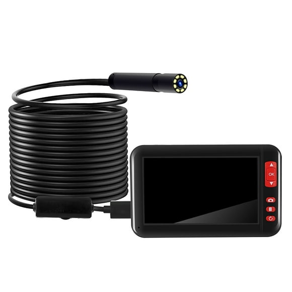 Yeacher Industrial Borescope Inspection Camera Built-in 8pcs LEDs 8mm Lens with 4.3 Inch High-definition 1080P Display Screen