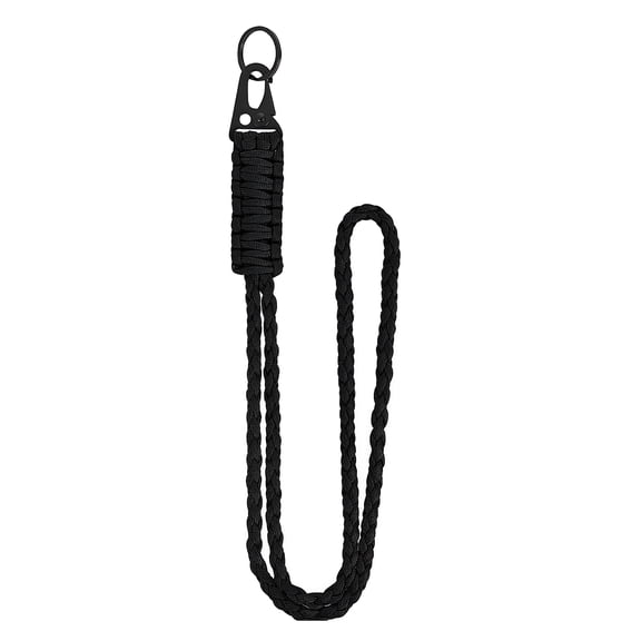 TUWAFE Portable Braided Lanyard for Outdoor Activities Heavy Duty Paracords Lanyard with Buckle Strong Hanging Rope for Keychain Necklace Id Card Badge Holder Whistles Strap -Black