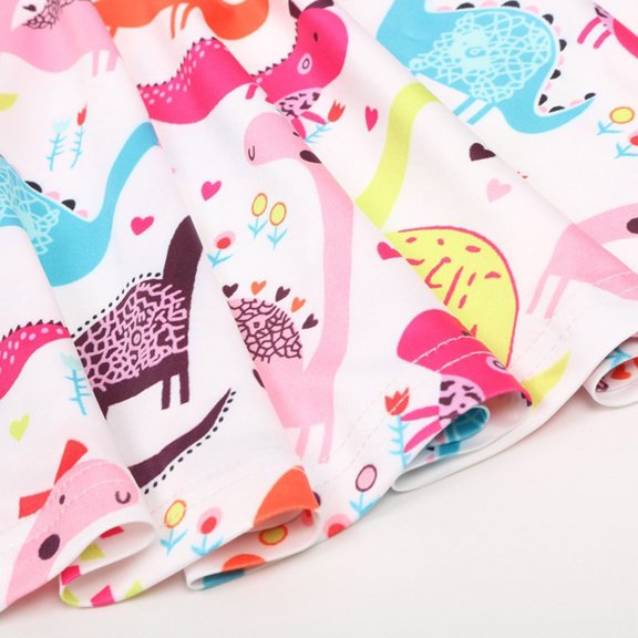 Vedolay Long Dress Little Girls Princess Cartoon Printed Casual Dress,White 5-6 Years