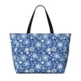 thumbnail image 2 of Disketp whiet Snowflake blue background Bolsa de Playa de Gran Capacidad, Bolso Impermeable y a Prueba de Arena para Mujer, Ideal para Playa, Piscina y Natación, 2 of 7