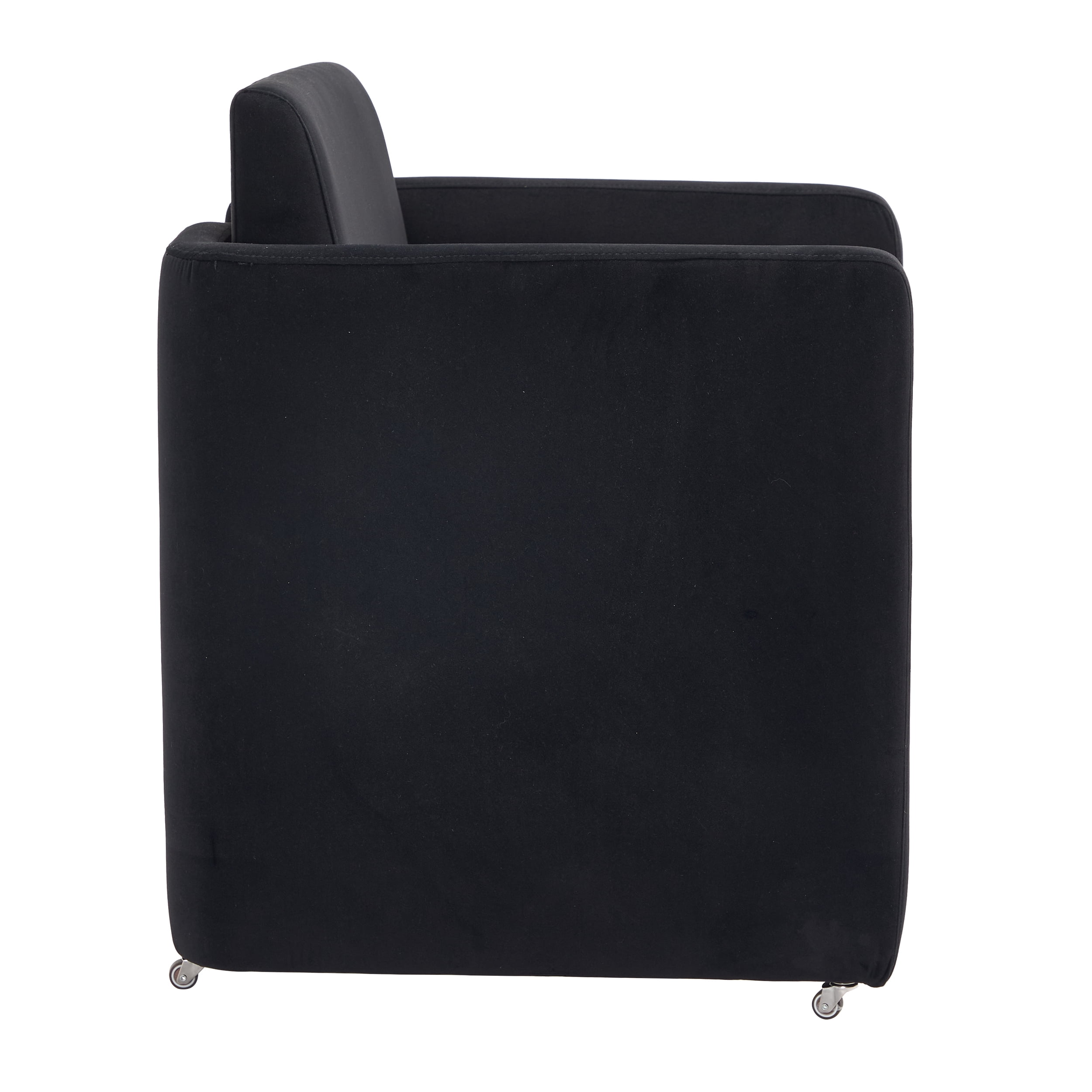 Barrel Dining Chair with Velvet Fabric and Arms, Upholstered Accent Chair and Side Seating for Living Room Home Office Reception, Velvet Black