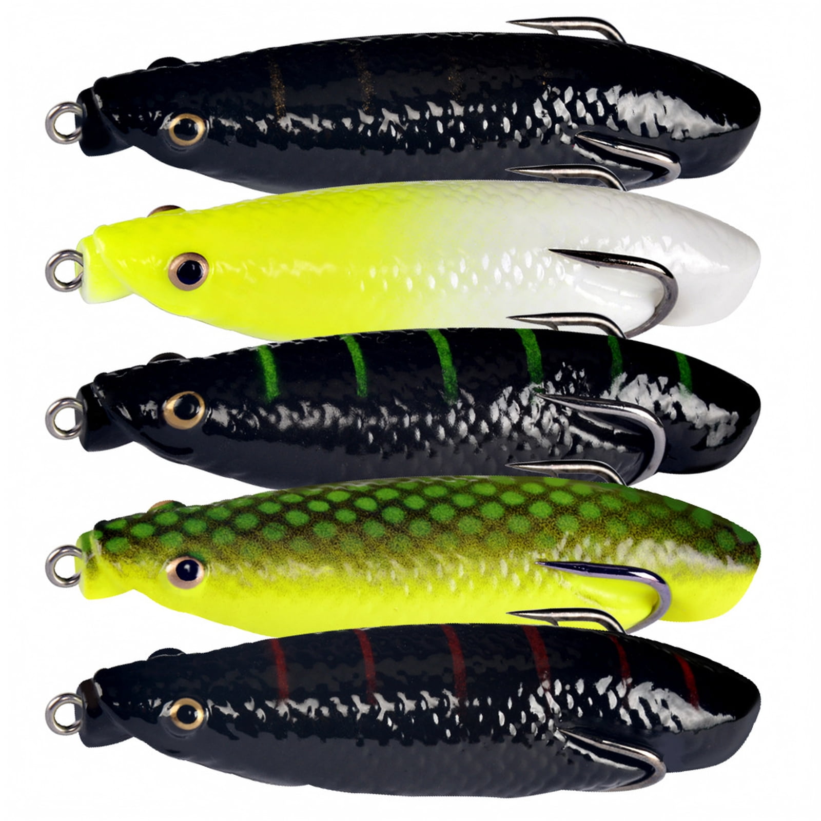Topwater Frog Fishing Lure Hollow Soft Body Weedless Bait with Upward Double Hooks for Bass Snakehead Heavy Cover Vegetation