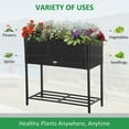 thumbnail image 3 of Outsunny Outdoor Flower Stand with legs, Rattan Wicker Look, Tool Storage Shelf, Portable Design for Herbs, Vegetables, Flowers, Gray, 3 of 9