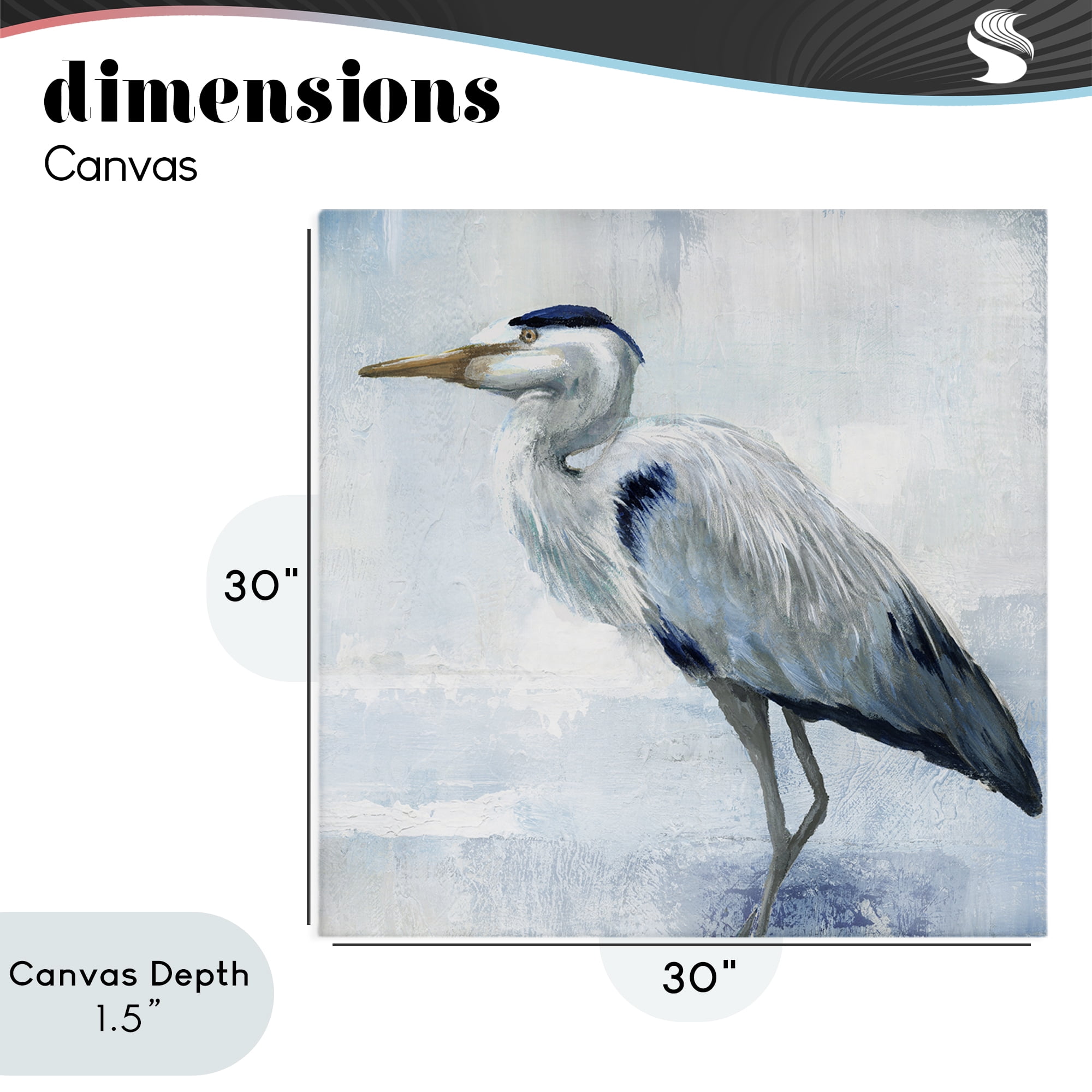 Stupell Industries Faded Blue Heron Canvas Wall Art, design by Nan
