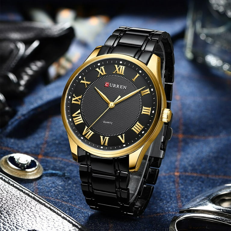 Black Men Watches Male Business Style Wristwatches Stainless Steel