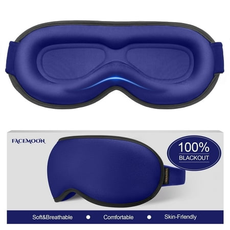 3D Weighted Eye Mask for Sleep | 100% Blackout for Women & Men | Travel Essentials | Blue
