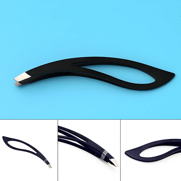 EXLEAF 4Pcs Curve Stainless Steel Hollowed Leaf Eyebrow Tweezer Women Hair Remove Clip Tool