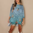 thumbnail image 4 of New for Fall! HIMIWAY Shirt&Short suit for Women Stylish Sleek Modern Versatile Ensemble Vintage Floral Round Neck 2pc Set Refreshing and Fashion-Forward Sky Blue XL, 4 of 6