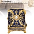 thumbnail image 5 of Riousery Vintage Metal Jewelry Box Women Rectangular Trinket Organizer Gold Blue 3.1in/8cm, 5 of 9