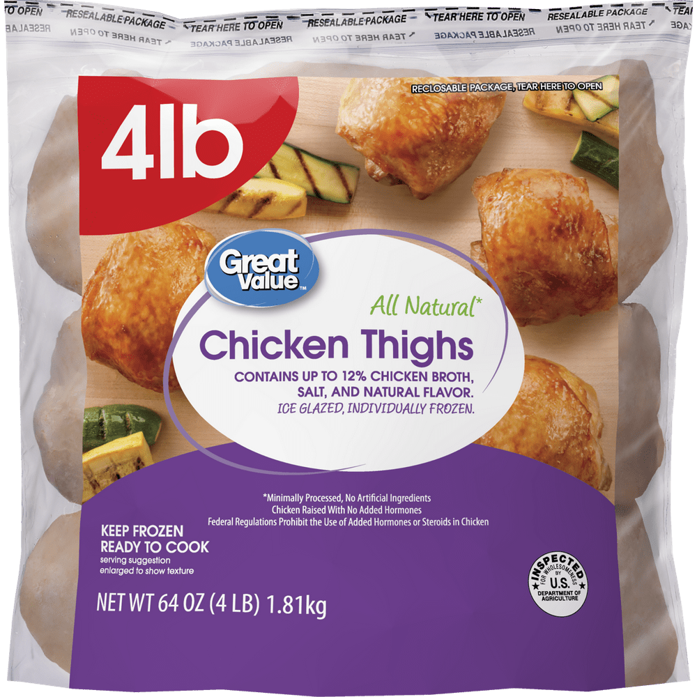 Great Value Chicken Thighs, 4 lb. (Frozen) - Walmart.com - Walmart.com