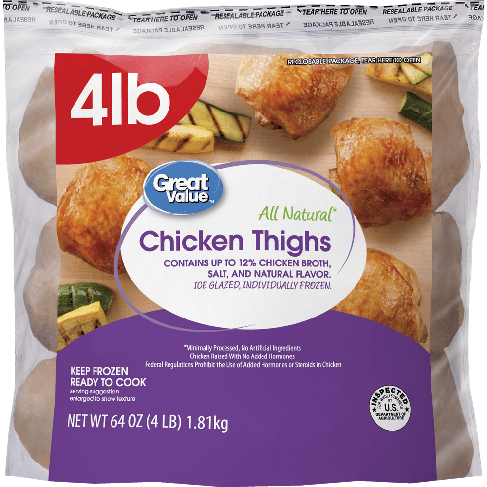 Great Value Chicken Thighs, 4 lb. (Frozen)
