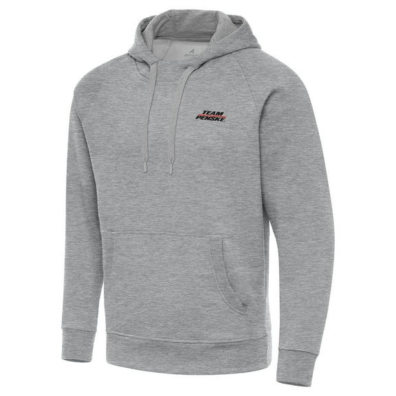 Men's-Antigua Heather Gray Team Penske Victory Pullover Hoodie