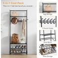 thumbnail image 4 of Coat Rack, Hall Tree with Bench and Shoe Storage, with 5 Hooks, 4 Tier Shoe Shelves, Freestanding Coat and Shoe Rack Entryway, 4-in-1 Wood Coat Stand, for Entryway, Hallway, Living Room, 4 of 16