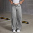 thumbnail image 5 of TOWED22 Girls Baggy Straight Leg Denim Pants with Pockets High Waisted Comfort Jeans Grey,9-10 Y, 5 of 5