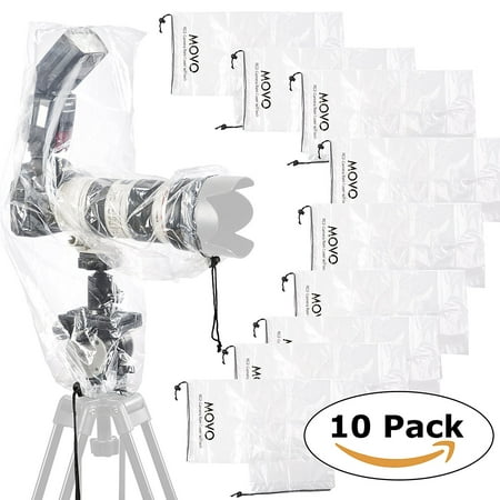 Image of Movo (10 Pack) RC2 Clear Rain Cover for DSLR Camera Flash & Lens up to 18 ...