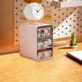 thumbnail image 4 of 3-Tier Desktop Organizer Drawer | Student Stationery & Cosmetic Storage Box | Plastic Desk Organizer with 3 Drawers | 10.5x13x16.5cm Compact Size | 1-Piece Clear Storage Solution, 4 of 6