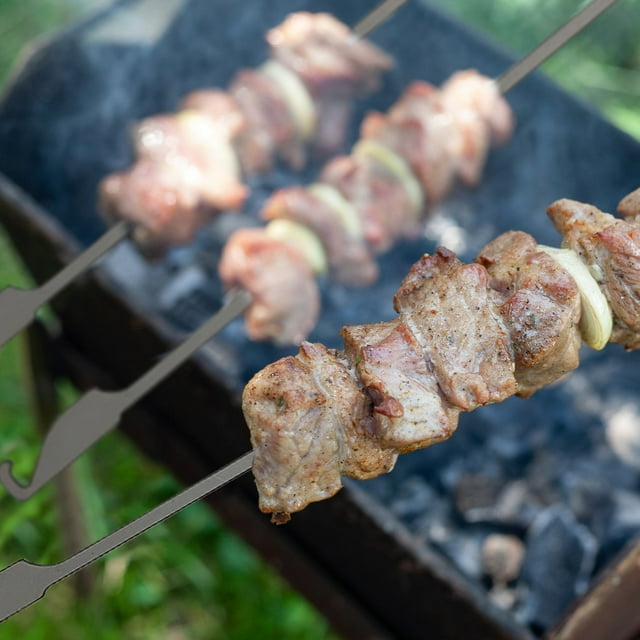 BBQ 10pcs plana Ti Barbacoa Beswers Backyard al aire libre Picnic BBQ Grilling Kabob Skewers BBQ Sticks
