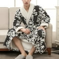 thumbnail image 6 of Couples Pajamas Matching Sets Unisex Thick Terry Cloth Bathrobes Oversized Kimono Spa Full Length Long Winter Sleepwear Black XXXL, 6 of 6