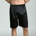 thumbnail image 2 of SWSMCLT Men's Satin Pajama Shorts Soft Sleep Pj Comfy Cool Elastic Pajama Shorts Summer Fall Knee Length Elastic Waist Black Large, 2 of 4